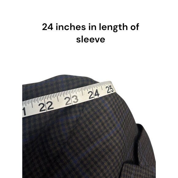 Ermenegildo Zegna Mens Brown Plaid Wool Blazer Jacket Size 46R Made In Spain - Picture 14 of 15